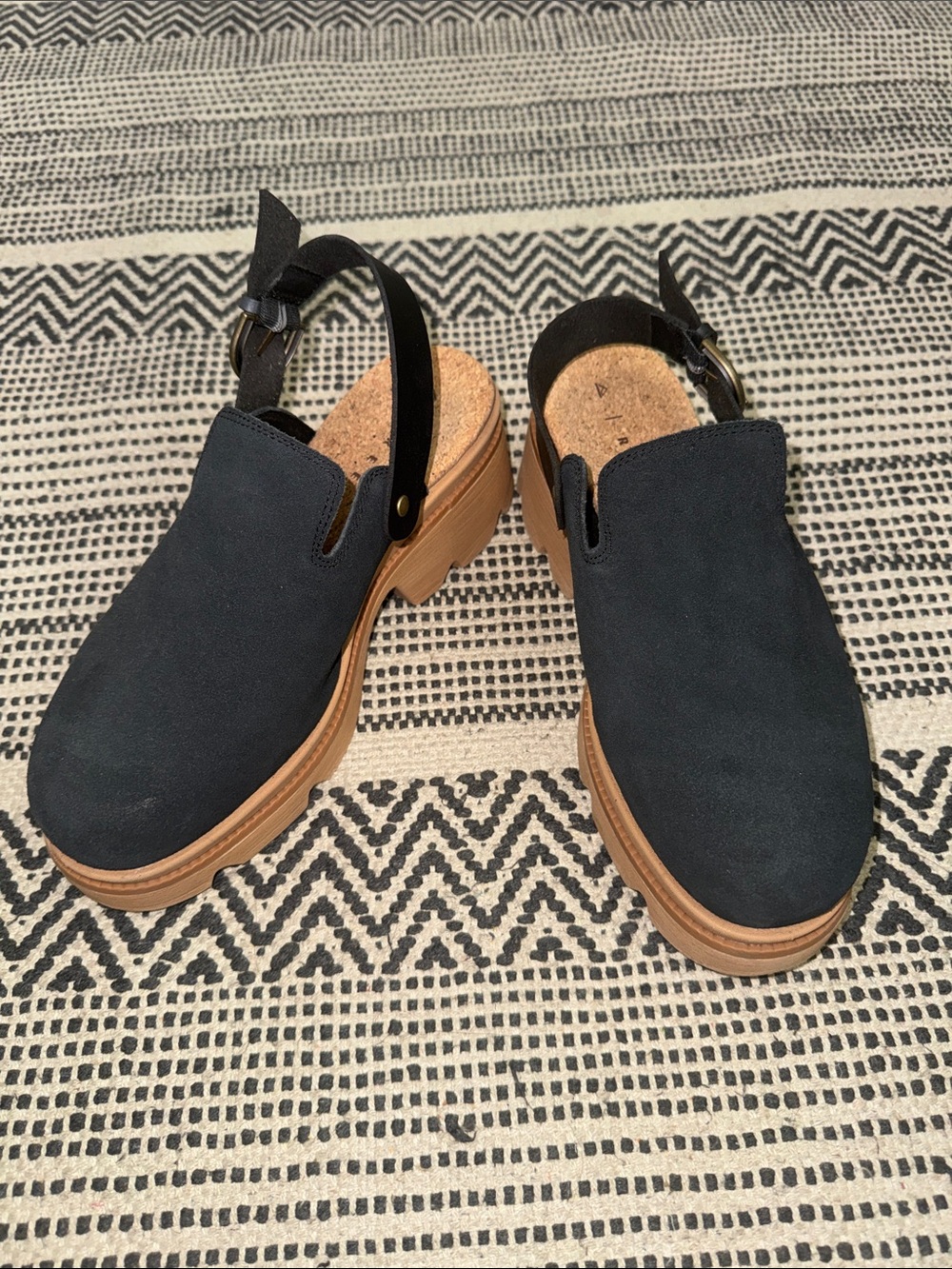 Women's REEF Black Suede Platform Slingback Clogs